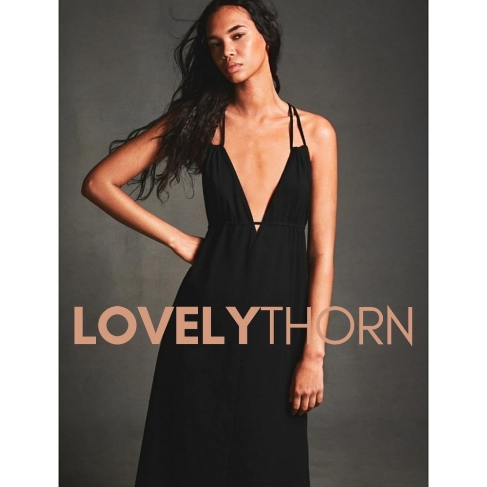 ZARA // black strappy plunge open back goddess midi dress - Picture 12 of 16